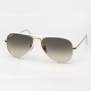 Ray-Ban Aviator Full Color White / Gold & Light Grey Gradient
